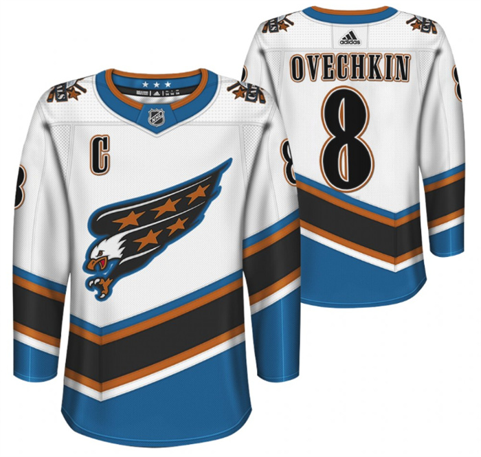 Men's Washington Capitals #8 Alex Ovechkin White Throwback Stitched Jersey Men's Washington Capitals #8 Alex Ovechkin White Throwback Stitched Jersey