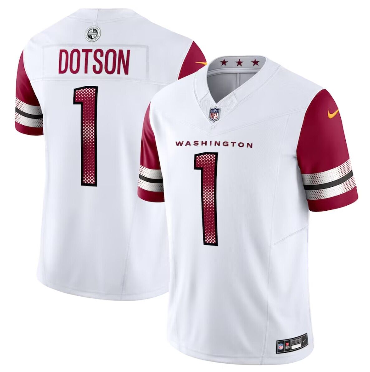 Men's Washington Commanders #1 Jahan Dotson White 2023 F.U.S.E. Vapor Limited Stitched Football Jersey Men's Washington Commanders #1 Jahan Dotson White 2023 F.U.S.E. Vapor Limited Stitched Football Jersey