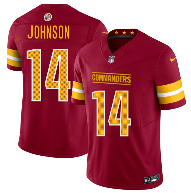 Men's Washington Commanders #14 Josh Johnson Burgundy 2025 Draft F.U.S.E. Vapor Limited Stitched Football Jersey Men's Washington Commanders #14 Josh Johnson Burgundy 2025 Draft F.U.S.E. Vapor Limited Stitched Football Jersey