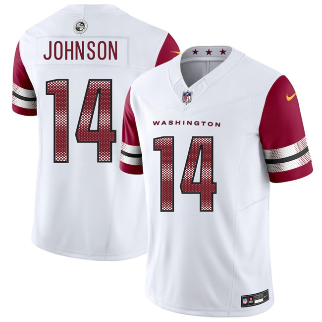 Men's Washington Commanders #14 Josh Johnson White 2025 F.U.S.E. Vapor Limited Stitched Football Jersey Men's Washington Commanders #14 Josh Johnson White 2025 F.U.S.E. Vapor Limited Stitched Football Jersey