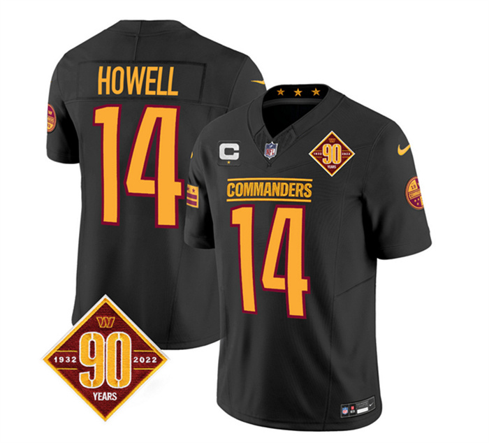 Men's Washington Commanders #14 Sam Howell Black 2023 F.U.S.E. With 1-Star C Patch 90th Anniversary Vapor Limited Stitched Football Jersey Men's Washington Commanders #14 Sam Howell Black 2023 F.U.S.E. With 1-Star C Patch 90th Anniversary Vapor Limited Stitched Football Jersey