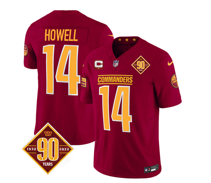 Men's Washington Commanders #14 Sam Howell Burgundy 2023 F.U.S.E. With 1-Star C Patch 90th Anniversary Vapor Limited Stitched Football Jersey Men's Washington Commanders #14 Sam Howell Burgundy 2023 F.U.S.E. With 1-Star C Patch 90th Anniversary Vapor Limited Stitched Football Jersey