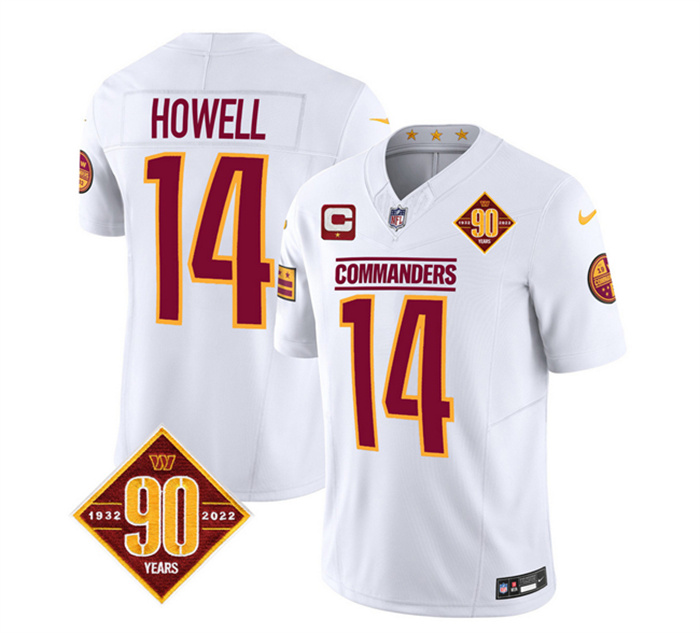 Men's Washington Commanders #14 Sam Howell White 2023 F.U.S.E. With 1-Star C Patch 90th Anniversary Vapor Limited Stitched Football Jersey Men's Washington Commanders #14 Sam Howell White 2023 F.U.S.E. With 1-Star C Patch 90th Anniversary Vapor Limited Stitched Football Jersey