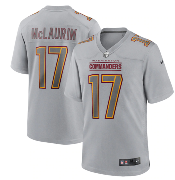 Men's Washington Commanders #17 Terry McLaurin Grey Atmosphere Fashion Stitched Game Jersey Men's Washington Commanders #17 Terry McLaurin Grey Atmosphere Fashion Stitched Game Jersey