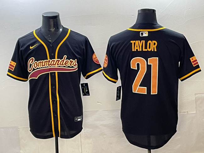 Men's Washington Commanders #21 Sean Taylor Black Limited Stitched Baseball Jersey Men's Washington Commanders #21 Sean Taylor Black Limited Stitched Baseball Jersey