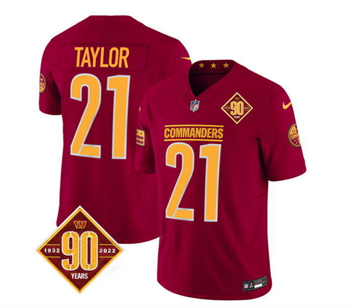 Men's Washington Commanders #21 Sean Taylor Burgundy 2023 F.U.S.E. 90th Anniversary Vapor Limited Stitched Football Jersey Men's Washington Commanders #21 Sean Taylor Burgundy 2023 F.U.S.E. 90th Anniversary Vapor Limited Stitched Football Jersey