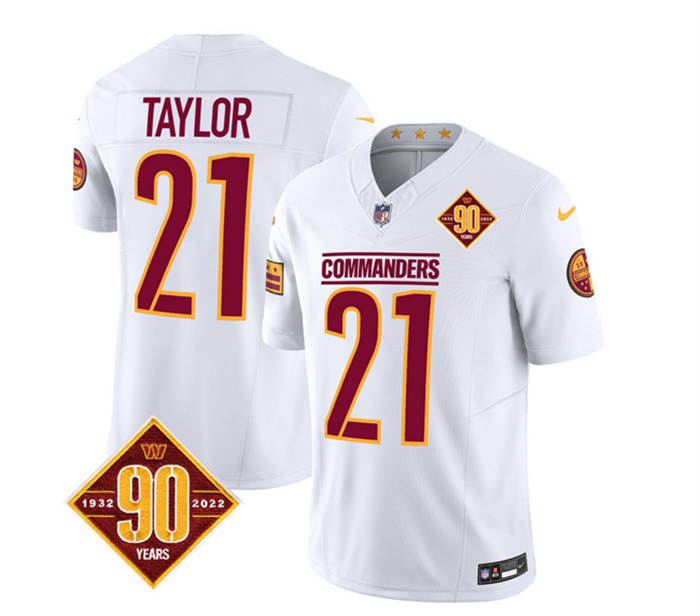 Men's Washington Commanders #21 Sean Taylor White 2023 F.U.S.E. 90th Anniversary Vapor Limited Stitched Football Jersey Men's Washington Commanders #21 Sean Taylor White 2023 F.U.S.E. 90th Anniversary Vapor Limited Stitched Football Jersey