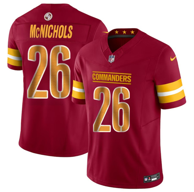 Men's Washington Commanders #26 Jeremy McNichols Burgundy 2024 F.U.S.E Vapor Limited Stitched Football Jersey Men's Washington Commanders #26 Jeremy McNichols Burgundy 2024 F.U.S.E Vapor Limited Stitched Football Jersey