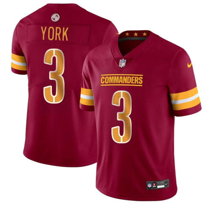 Men's Washington Commanders #3 Cade York Burgundy 2024 Vapor Limited Stitched Football Jersey Men's Washington Commanders #3 Cade York Burgundy 2024 Vapor Limited Stitched Football Jersey