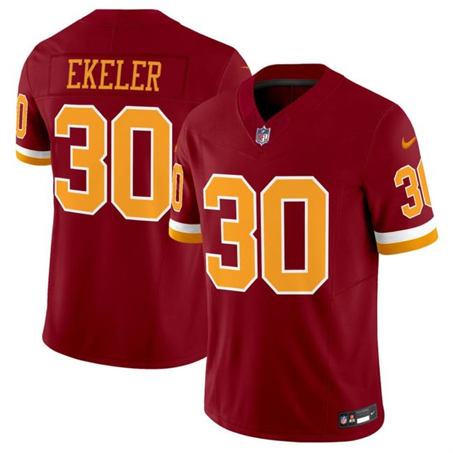 Men's Washington Commanders #30 Austin Ekeler Burgundy 2025 F.U.S.E. Throwback Limited Stitched Football Jersey Men's Washington Commanders #30 Austin Ekeler Burgundy 2025 F.U.S.E. Throwback Limited Stitched Football Jersey