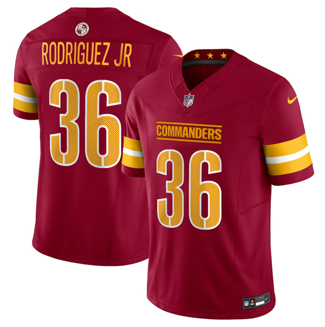 Men's Washington Commanders #36 Chris Rodriguez Jr Burgundy 2025 Draft F.U.S.E. Vapor Limited Stitched Football Jersey