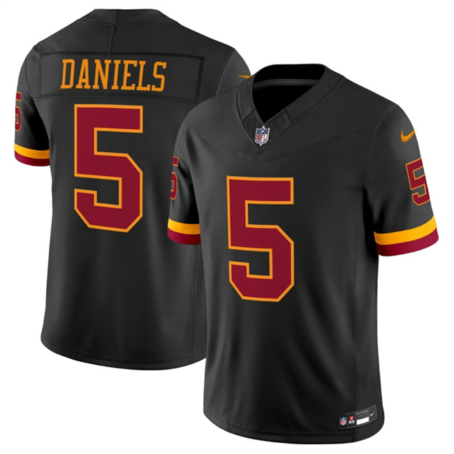 Men's Washington Commanders #5 Jayden Daniels Black 2026 F.U.S.E. Hail Raiser Alternate Vapor Limited Stitched Football Jersey Men's Washington Commanders #5 Jayden Daniels Black 2026 F.U.S.E. Hail Raiser Alternate Vapor Limited Stitched Football Jersey