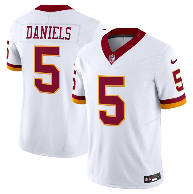 Men's Washington Commanders #5 Jayden Daniels White 2025 F.U.S.E. Throwback Vapor Limited Stitched Football Jersey Men's Washington Commanders #5 Jayden Daniels White 2025 F.U.S.E. Throwback Vapor Limited Stitched Football Jersey