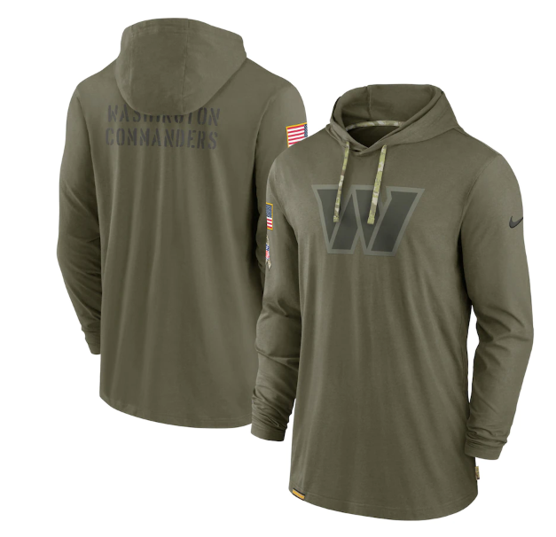 Men's Washington Commanders 2022 Olive Salute To Service Tonal Pullover Hoodie