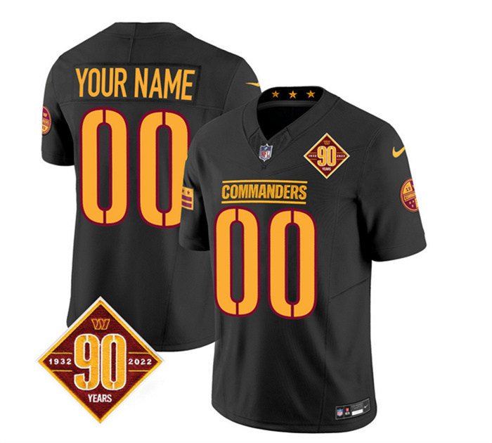 Men's Washington Commanders Active Player Custom Black 2023 F.U.S.E. 90th Anniversary Vapor Limited Stitched Football Jersey Men's Washington Commanders Active Player Custom Black 2023 F.U.S.E. 90th Anniversary Vapor Limited Stitched Football Jersey