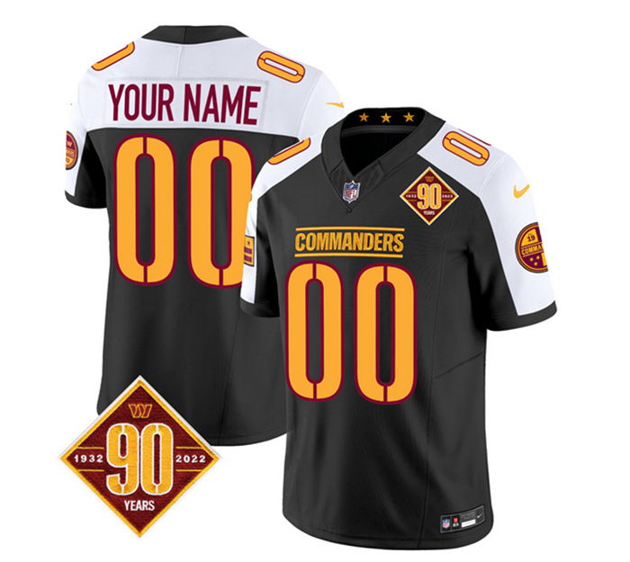 Men's Washington Commanders Active Player Custom Black White 2023 F.U.S.E. 90th Anniversary Vapor Limited Stitched Football Jersey Men's Washington Commanders Active Player Custom Black White 2023 F.U.S.E. 90th Anniversary Vapor Limited Stitched Football Jersey