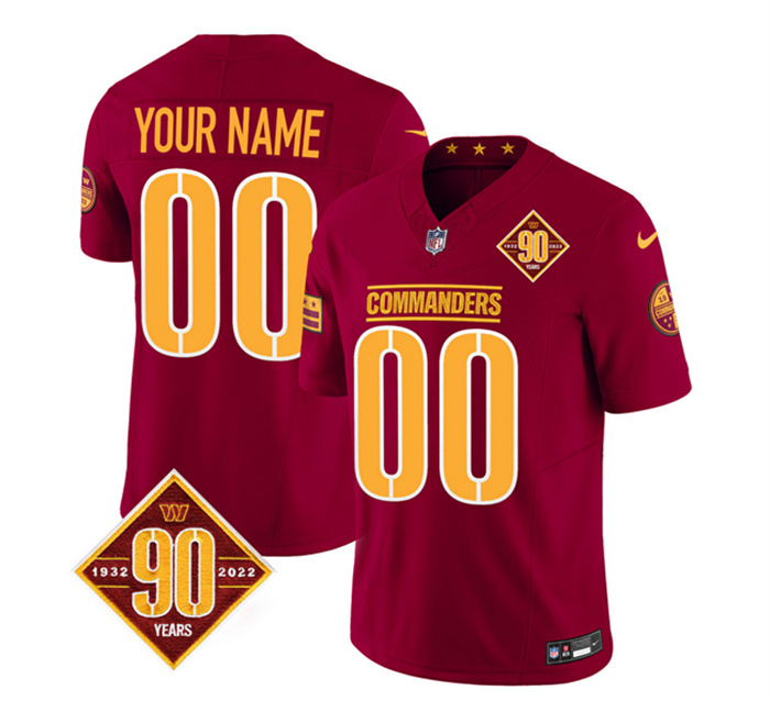 Men's Washington Commanders Active Player Custom Burgundy 2023 F.U.S.E. 90th Anniversary Vapor Limited Stitched Football Jersey Men's Washington Commanders Active Player Custom Burgundy 2023 F.U.S.E. 90th Anniversary Vapor Limited Stitched Football Jersey