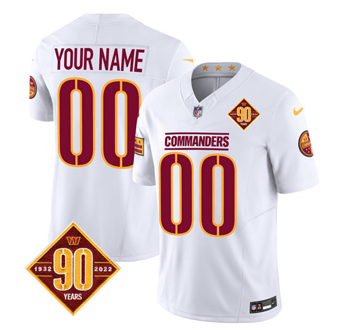 Men's Washington Commanders Active Player Custom White 2023 F.U.S.E. 90th Anniversary Vapor Limited Stitched Football Jersey Men's Washington Commanders Active Player Custom White 2023 F.U.S.E. 90th Anniversary Vapor Limited Stitched Football Jersey