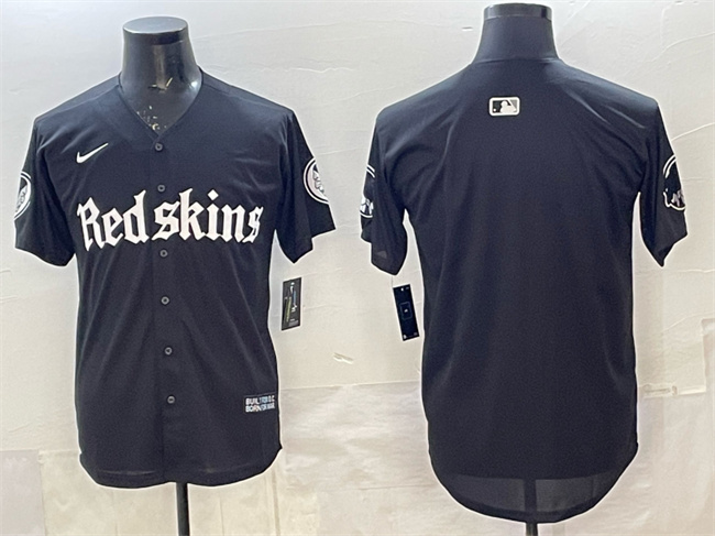 Men's Washington Commanders Blank Black 'Gothic Capitol Shadows Edition' Limited Stitched Baseball Jersey Men's Washington Commanders Blank Black 'Gothic Capitol Shadows Edition' Limited Stitched Baseball Jersey