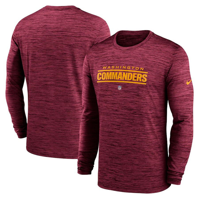 Men's Washington Commanders Burgundy Sideline Team Velocity Performance Long Sleeve T-Shirt Men's Washington Commanders Burgundy Sideline Team Velocity Performance Long Sleeve T-Shirt