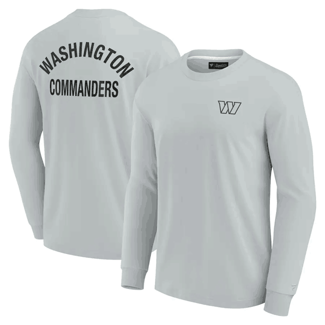 Men's Washington Commanders Grey Signature Unisex Super Soft Long Sleeve T-Shirt Men's Washington Commanders Grey Signature Unisex Super Soft Long Sleeve T-Shirt