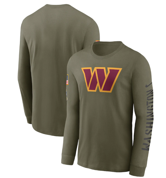Men's Washington Commanders Olive 2022 Salute To Service Long Sleeve T-Shirt Men's Washington Commanders Olive 2022 Salute To Service Long Sleeve T-Shirt