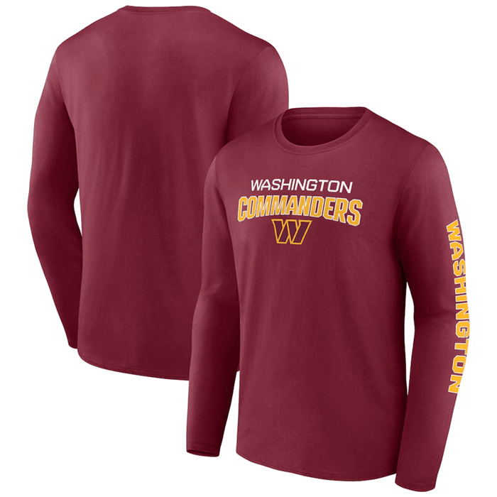 Men's Washington Commanders Red Go The Distance Long Sleeve T-Shirt Men's Washington Commanders Red Go The Distance Long Sleeve T-Shirt