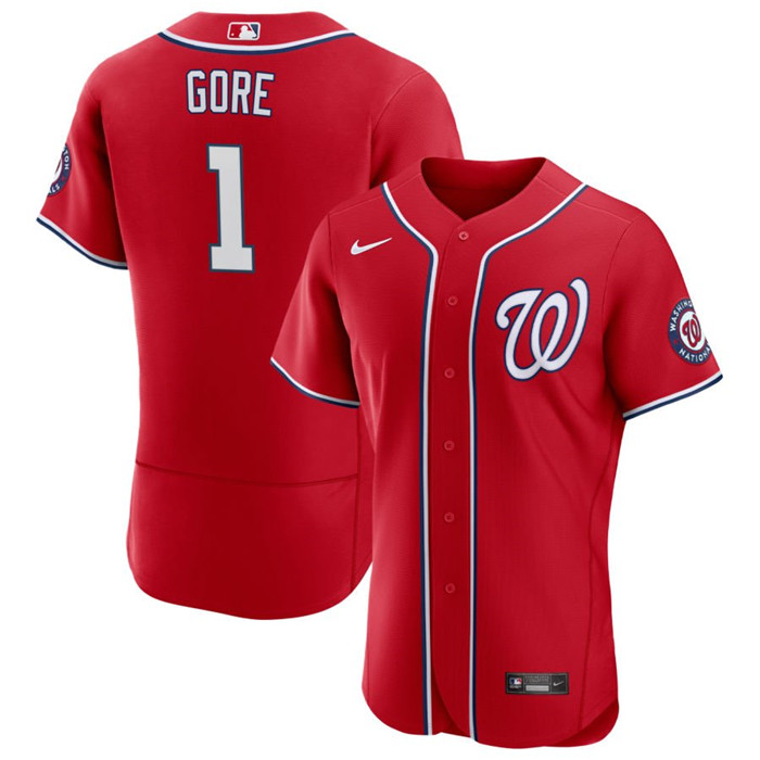 Men's Washington Nationals #1 MacKenzie Gore Red Flex Base Stitched MLB Jersey Men's Washington Nationals #1 MacKenzie Gore Red Flex Base Stitched MLB Jersey