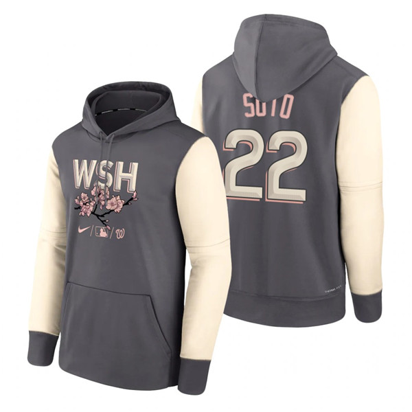 Men's Washington Nationals #22 Juan Soto 2022 Grey City Connect Cherry Blossom Print Hoodie Men's Washington Nationals #22 Juan Soto 2022 Grey City Connect Cherry Blossom Print Hoodie