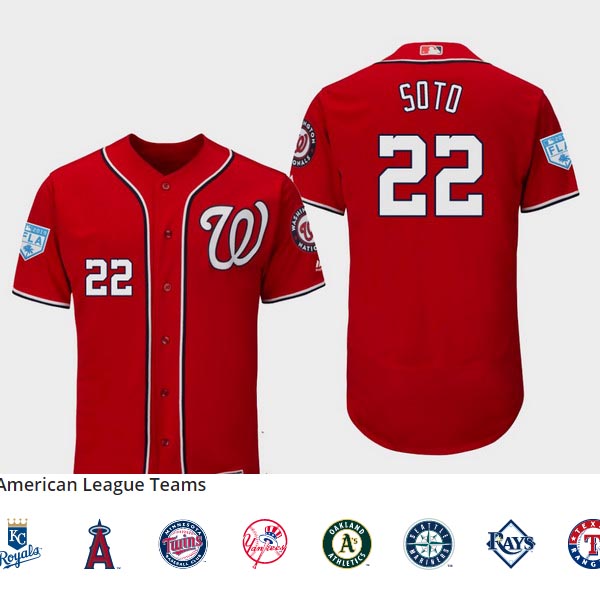 Men's Washington Nationals #22 Juan Soto Red Flex Base Jersey Men's Washington Nationals #22 Juan Soto Red Flex Base Jersey