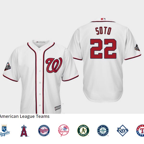 Men's Washington Nationals #22 Juan Soto White 2019 World Series Bound Cool Base Jersey Men's Washington Nationals #22 Juan Soto White 2019 World Series Bound Cool Base Jersey