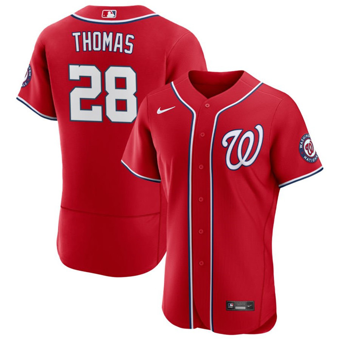 Men's Washington Nationals #28 Lane Thomas Red Flex Base Stitched MLB Jersey Men's Washington Nationals #28 Lane Thomas Red Flex Base Stitched MLB Jersey