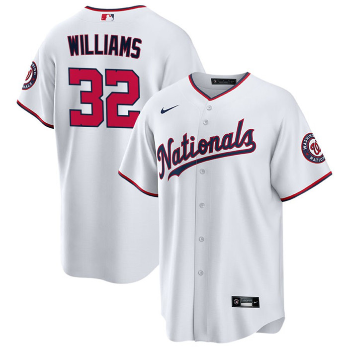 Men's Washington Nationals #32 Trevor Williams White Cool Base Stitched Baseball Jersey Men's Washington Nationals #32 Trevor Williams White Cool Base Stitched Baseball Jersey