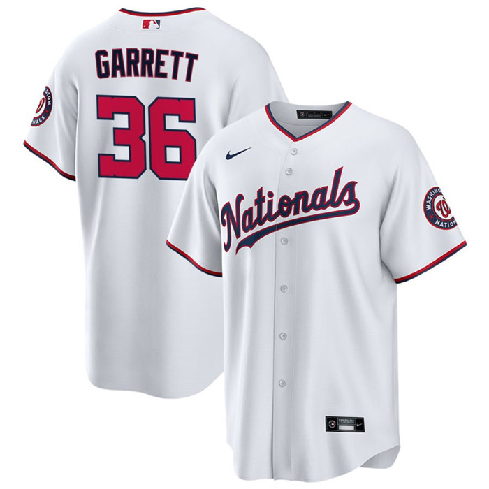 Men's Washington Nationals #36 Stone Garrett White Cool Base Stitched Baseball Jersey Men's Washington Nationals #36 Stone Garrett White Cool Base Stitched Baseball Jersey
