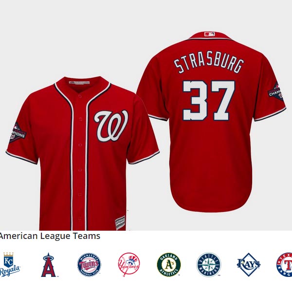Men's Washington Nationals #37 Stephen Strasburg 2019 World Series Champions Cool Base Alternate Red Jersey Men's Washington Nationals #37 Stephen Strasburg 2019 World Series Champions Cool Base Alternate Red Jersey