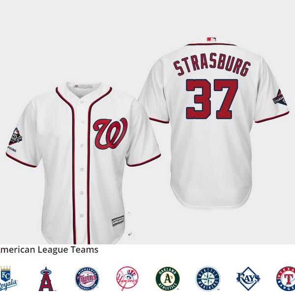 Men's Washington Nationals #37 Stephen Strasburg 2019 World Series Champions Cool Base Home White Jersey Men's Washington Nationals #37 Stephen Strasburg 2019 World Series Champions Cool Base Home White Jersey