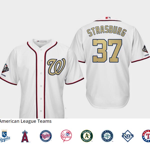 Men's Washington Nationals #37 Stephen Strasburg White 2019 World Series Champions Gold Program Cool Base Jersey Men's Washington Nationals #37 Stephen Strasburg White 2019 World Series Champions Gold Program Cool Base Jersey