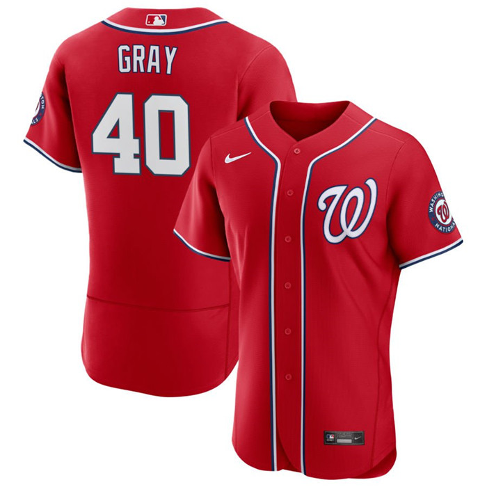 Men's Washington Nationals #40 Josiah Gray Red Flex Base Stitched MLB Jersey Men's Washington Nationals #40 Josiah Gray Red Flex Base Stitched MLB Jersey