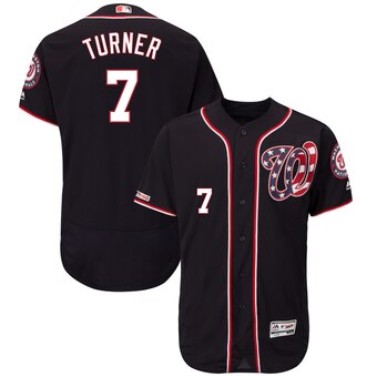 Men's Washington Nationals #7 Trea Turner Majestic Navy Alternate Flex Base Player Jersey