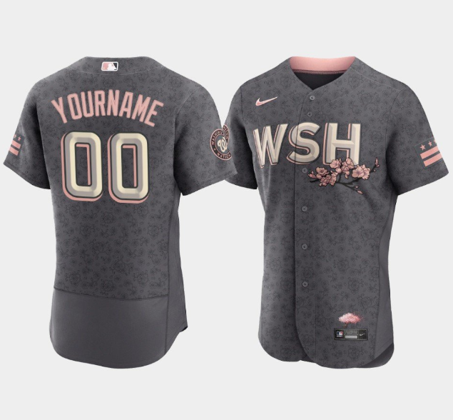 Men's Washington Nationals Active Player Custom 2022 Grey City Connect Cherry Blossom Flex Base Stitched MLB Jersey Men's Washington Nationals Active Player Custom 2022 Grey City Connect Cherry Blossom Flex Base Stitched MLB Jersey