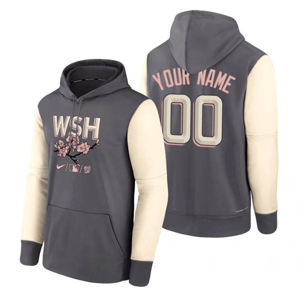 Men's Washington Nationals Active Player Custom 2022 Grey City Connect Cherry Blossom Print Hoodie Men's Washington Nationals Active Player Custom 2022 Grey City Connect Cherry Blossom Print Hoodie