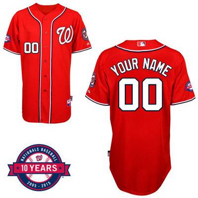 Men's Washington Nationals Authentic Personalized Alternate Red Jersey With Commemorative 10th Anniversary Patch Men's Washington Nationals Authentic Personalized Alternate Red Jersey With Commemorative 10th Anniversary Patch