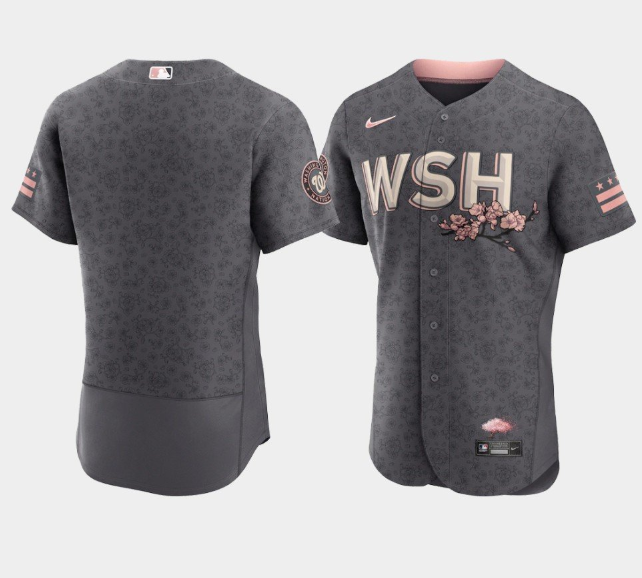 Men's Washington Nationals Blank 2022 Grey City Connect Cherry Blossom Flex Base Stitched MLB Jersey Men's Washington Nationals Blank 2022 Grey City Connect Cherry Blossom Flex Base Stitched MLB Jersey
