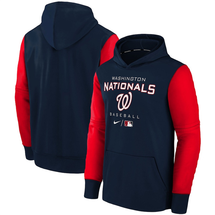 Men's Washington Nationals Navy 2022 Therma Performance Pullover Hoodie Men's Washington Nationals Navy 2022 Therma Performance Pullover Hoodie