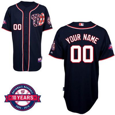 Men's Washington Nationals Personalized Alternate Navy Blue Jersey With Commemorative 10th Anniversary Patch Men's Washington Nationals Personalized Alternate Navy Blue Jersey With Commemorative 10th Anniversary Patch