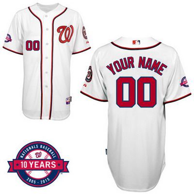 Men's Washington Nationals Personalized Home Jersey With Commemorative 10th Anniversary Patch Men's Washington Nationals Personalized Home Jersey With Commemorative 10th Anniversary Patch