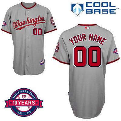 Men's Washington Nationals Personalized Road Jersey With Commemorative 10th Anniversary Patch Men's Washington Nationals Personalized Road Jersey With Commemorative 10th Anniversary Patch