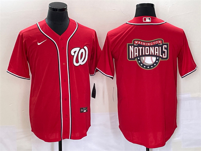 Men's Washington Nationals Red Big Logo In Back Stitched Baseball Jersey Men's Washington Nationals Red Big Logo In Back Stitched Baseball Jersey