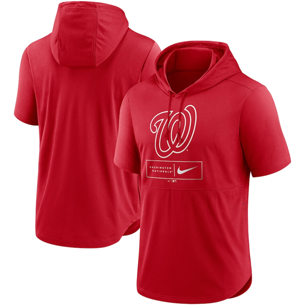 Men's Washington Nationals Red Short Sleeve Pullover Hoodie Men's Washington Nationals Red Short Sleeve Pullover Hoodie