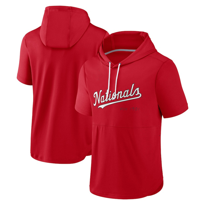 Men's Washington Nationals Red Sideline Training Hooded Performance T-Shirt Men's Washington Nationals Red Sideline Training Hooded Performance T-Shirt